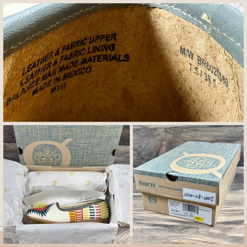 NIB Born 7.5M Giselle Woven Slipper Flats Loafers Southwestern White Multicolor - Picture 11 of 12